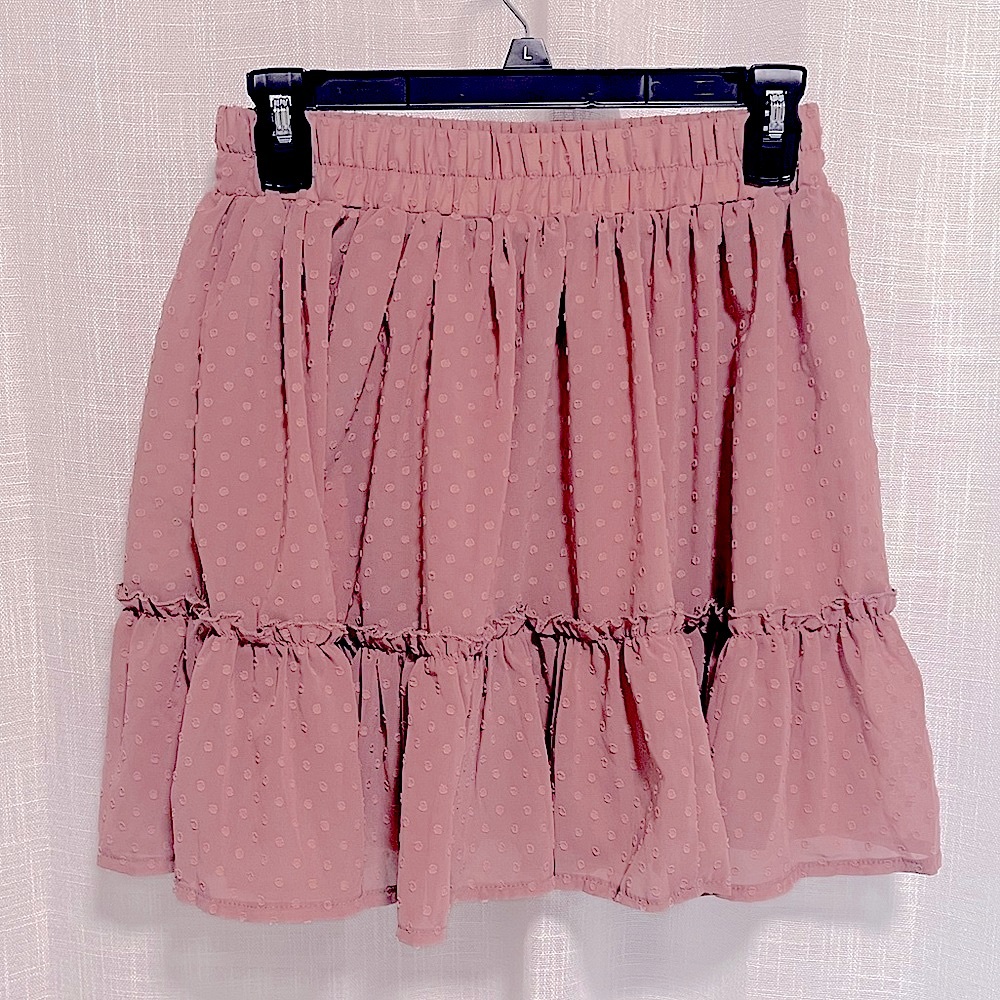 Simplee Pink Polka Dot Ruffle Skirt - Picture 2 of 5